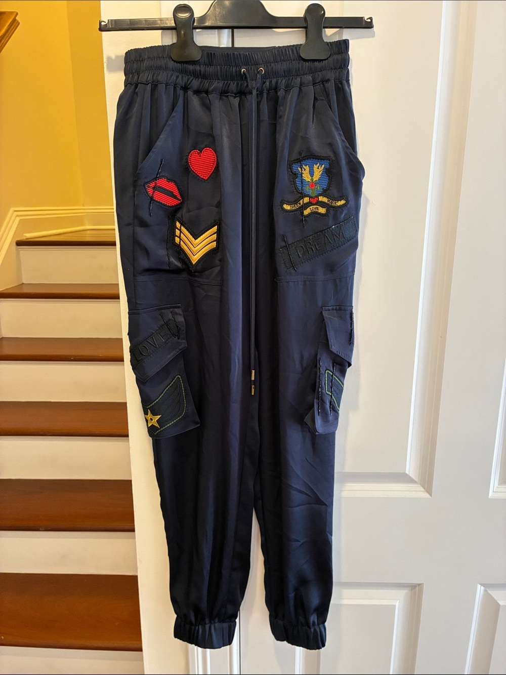Ramy Brook Navy Patch-Embellished Cargo Joggers